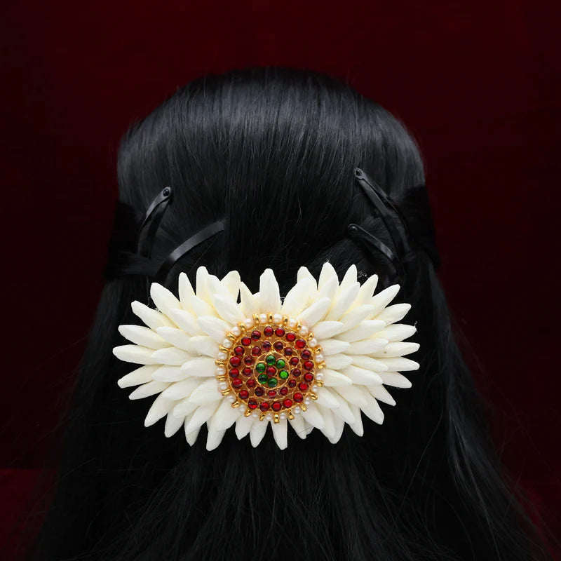 Real Look Mullai Poo Traditional Kemp Tharini Barrette Hair Clip For Women